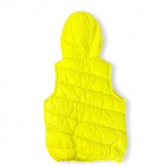 American Eagle Puffer Vest Hooded Sherpa Lined Plaid Y2K Gorpcore Neon Yellow M - Picture 12 of 12